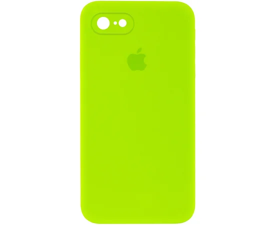 Чехол Silicone Case Square Full Camera Protective (AA) для Apple iPhone 7 / 8 / SE (2020) (4.7") Салатовый / Neon green