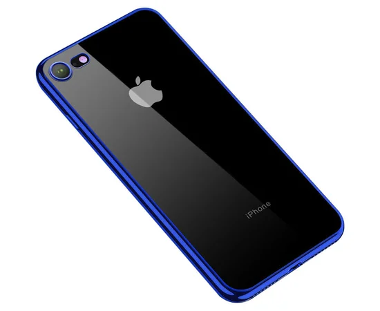 Прозрачный силиконовый чехол с глянцевой окантовкой Full Camera для Apple iPhone 7/8/SE(2020) (4.7") Синий