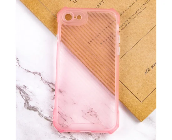 Чехол TPU Ease Carbon color series для Apple iPhone 7 / 8 / SE (2020) (4.7") Розовый / Прозрачный