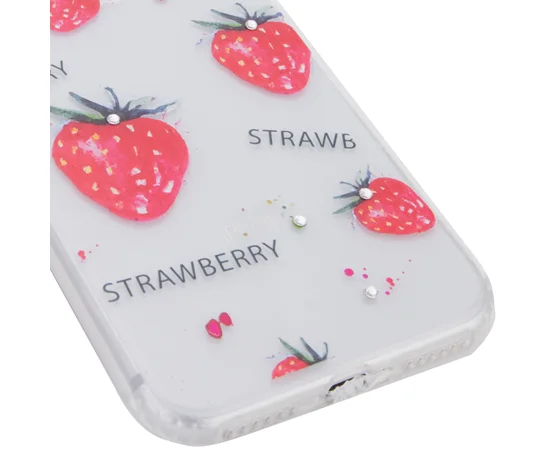 TPU чехол Luxury Diamond full protective для Apple iPhone 7 / 8 (4.7") Прозрачный / Клубника