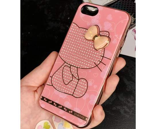 TPU+Glass чехол TYBOMB Dimond Brand для Apple iPhone 7 / 8 (4.7") Розовый/Hello Kitty