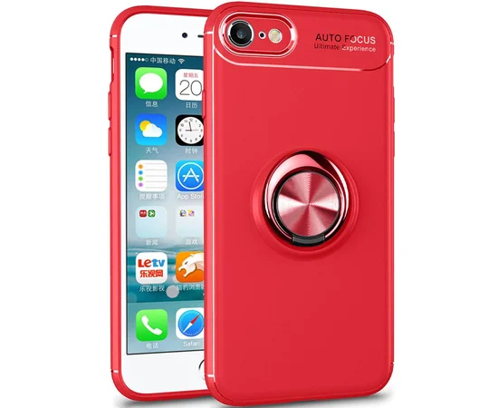 TPU чехол Deen ColorRing под магнитный держатель (opp) для Apple iPhone 7 / 8 / SE (2020) (4.7") Красный / Красный