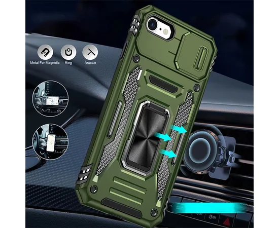 Ударопрочный чехол Camshield Army Ring для Apple iPhone 7 / 8 / SE (2020) (4.7") Оливковый / Army Green