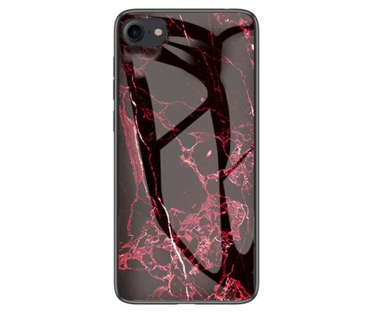 TPU+Glass чехол Luxury Marble для Apple iPhone 7 / 8 (4.7") Марсала / Бордовый