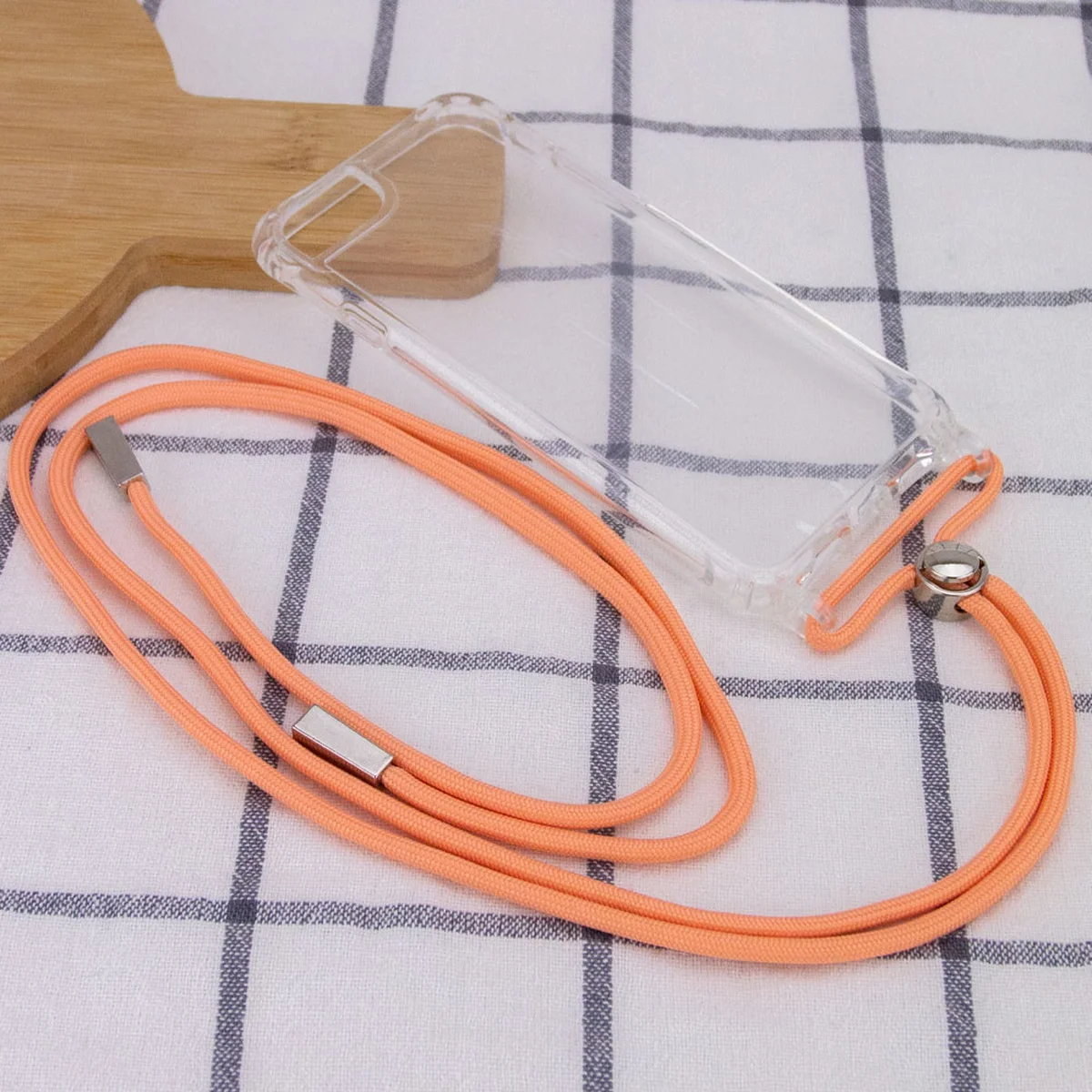 Чехол TPU Crossbody Transparent для Apple iPhone 7 / 8 / SE (2020)(4.7") Персиковый