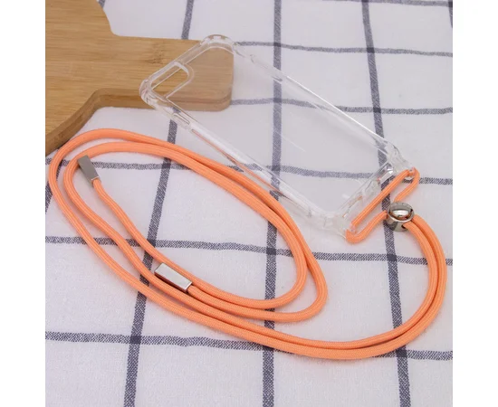 Чехол TPU Crossbody Transparent для Apple iPhone 7 / 8 / SE (2020)(4.7") Персиковый