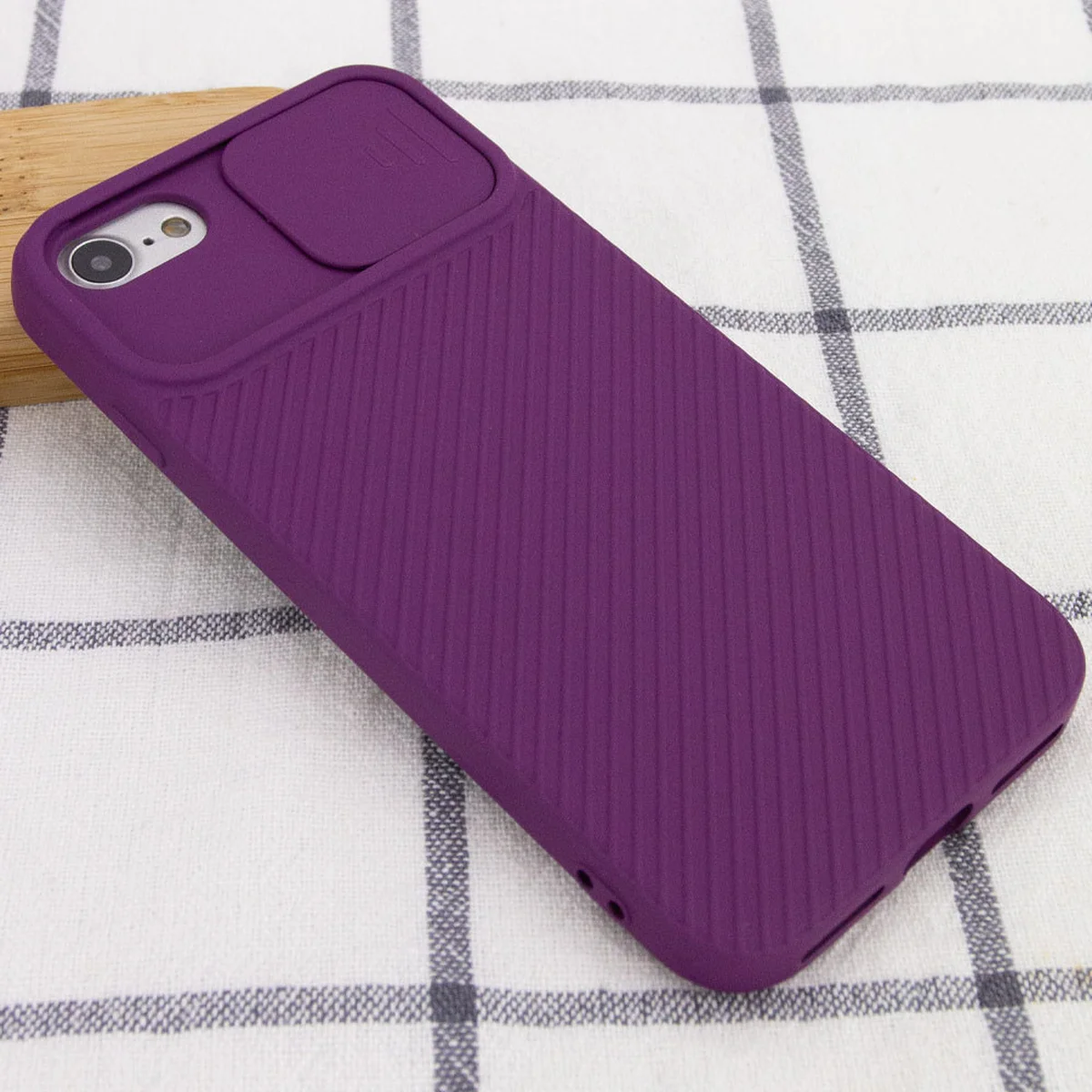 Чехол Camshield Square TPU со шторкой для камеры для Apple iPhone 7 / 8 / SE (2020) (4.7") Фиолетовый