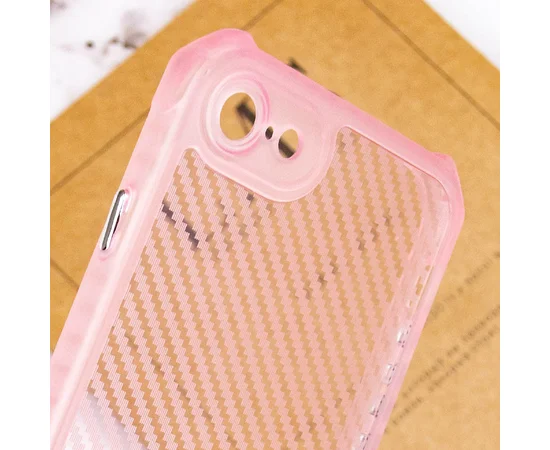 Чехол TPU Ease Carbon color series для Apple iPhone 7 / 8 / SE (2020) (4.7") Розовый / Прозрачный