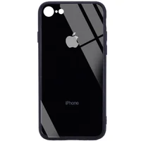 TPU+Glass чехол GLOSSY Logo Full camera (opp) для Apple iPhone 7 / 8 / SE (2020) (4.7") Черный