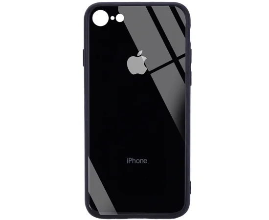 TPU+Glass чехол GLOSSY Logo Full camera (opp) для Apple iPhone 7 / 8 / SE (2020) (4.7") Черный