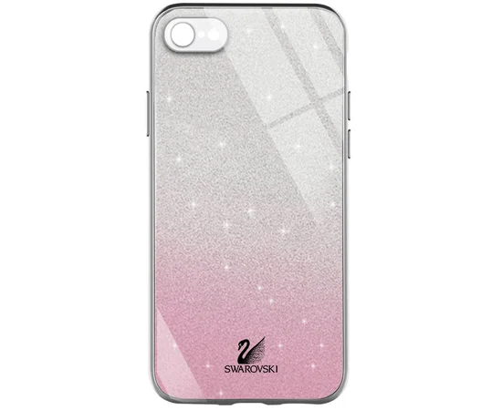 TPU+Glass чехол Swarovski Full Camera для Apple iPhone 7 / 8 / SE (2020) (4.7") Розовый