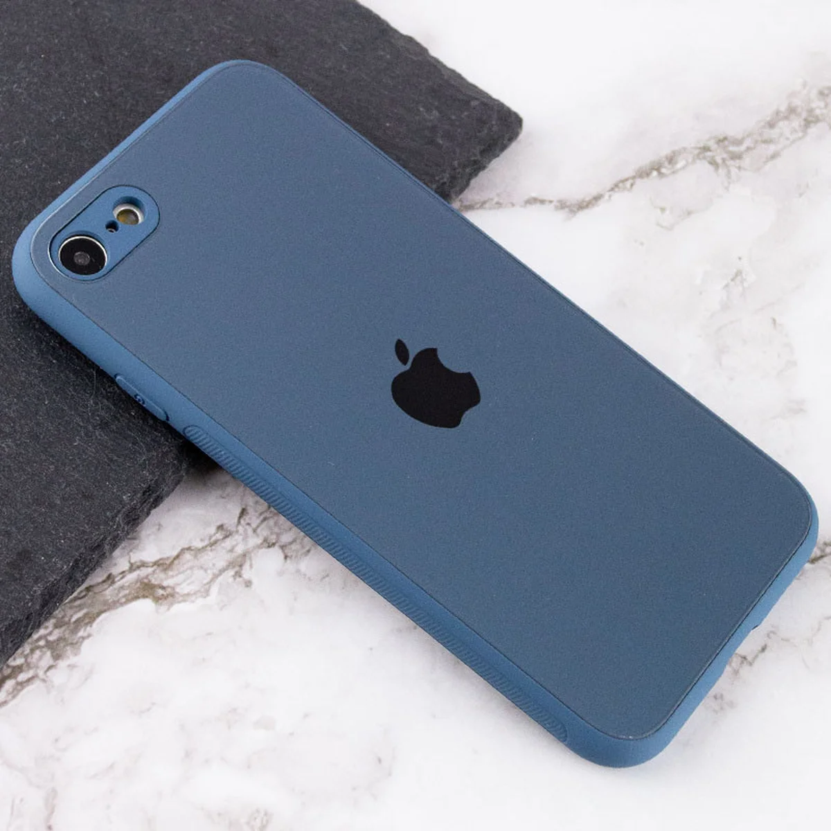 TPU + Glass чохол Matte Candy Full camera для Apple iPhone 7/8 / SE (2020) (4.7 ") Синій