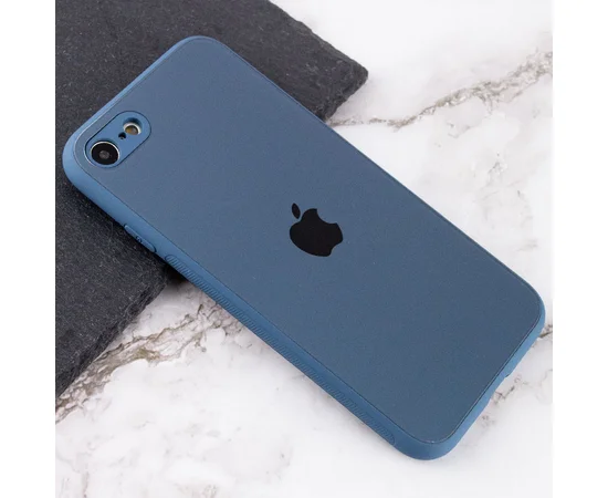 TPU+Glass чехол Matte Candy Full camera для Apple iPhone 7 / 8 / SE (2020) (4.7") Синий