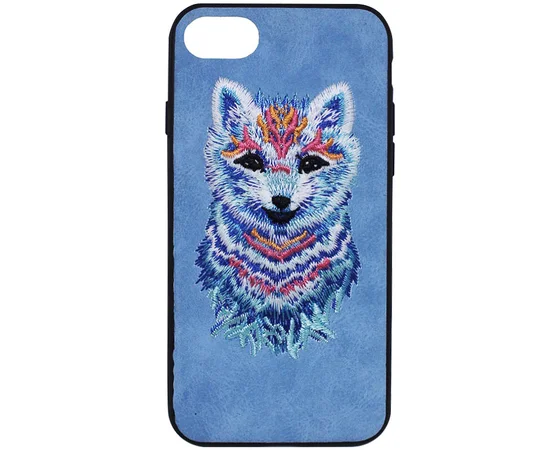 TPU+PC чехол Embroider Animals Soft series для Apple iPhone 7 / 8 (4.7") Волк / Голубой