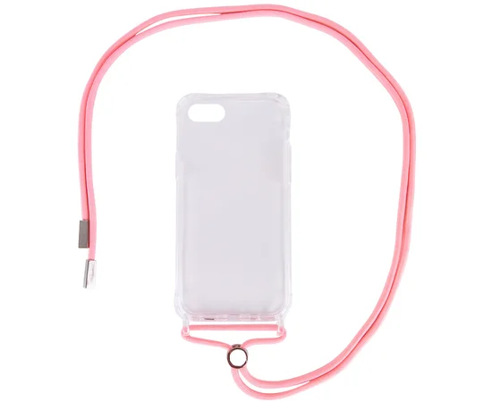 Чехол TPU Crossbody Transparent для Apple iPhone 7 / 8 / SE (2020)(4.7") Розовый
