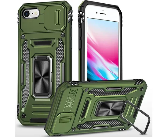 Ударопрочный чехол Camshield Army Ring для Apple iPhone 7 / 8 / SE (2020) (4.7") Оливковый / Army Green