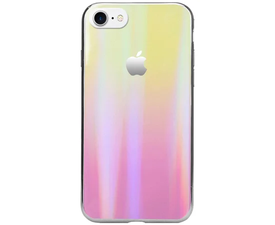 TPU+Glass чехол Gradient Aurora с лого для Apple iPhone 7 / 8 (4.7") Золотой / Розовый