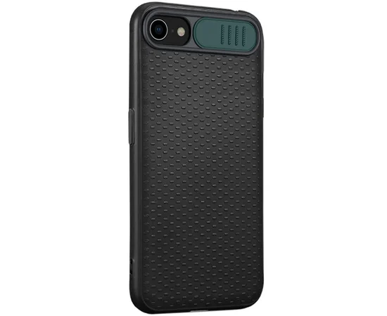 Чехол Camshield Black TPU со шторкой защищающей камеру для Apple iPhone 7 / 8 (4.7) / SE (2020) Черный / Темно-зеленый