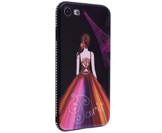 TPU чехол Magic Girl со стразами для Apple iPhone 7 / 8 (4.7") Черный / Париж