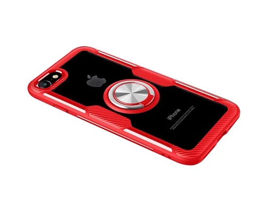 TPU+PC чехол Deen CrystalRing for Magnet (opp) для Apple iPhone 7 / 8 / SE (2020) Бесцветный / Красный