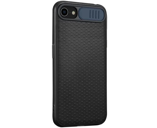 Чехол Camshield Black TPU со шторкой защищающей камеру для Apple iPhone 7 / 8 (4.7) / SE (2020) Черный / Синий