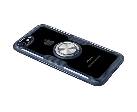 TPU+PC чехол Deen CrystalRing for Magnet (opp) для Apple iPhone 7 / 8 / SE (2020) Бесцветный / Темно-синий