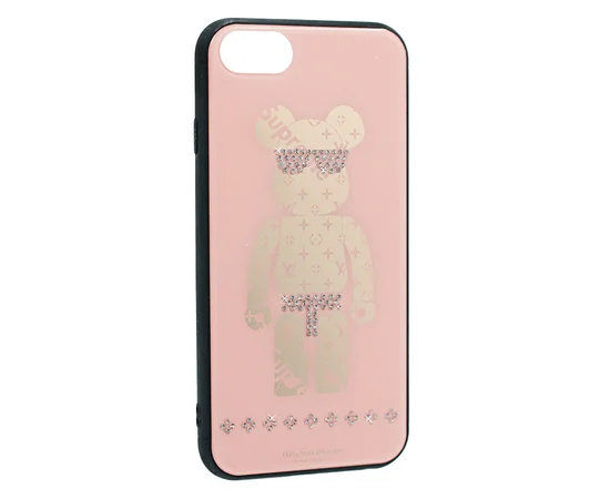 TPU+Glass чехол TYBOMB Bear для Apple iPhone 7 / 8 (4.7") Розовый