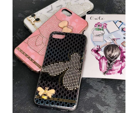 TPU+Glass чехол TYBOMB Dimond Brand для Apple iPhone 7 / 8 (4.7") Черный/Пчела Гуччи