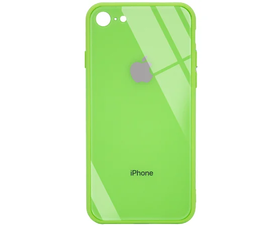 TPU+Glass чехол GLOSSY Logo Full camera (opp) для Apple iPhone 7 / 8 / SE (2020) (4.7") Салатовый