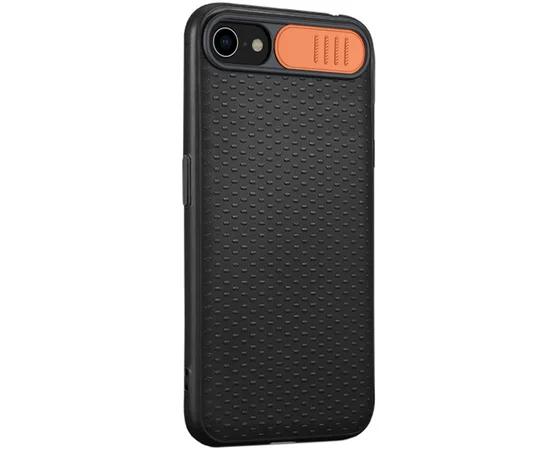 Чехол Camshield Black TPU со шторкой защищающей камеру для Apple iPhone 7 / 8 (4.7) / SE (2020) Черный / Оранжевый