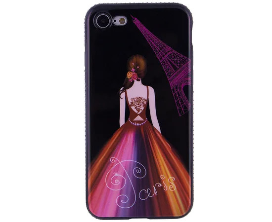 TPU чехол Magic Girl со стразами для Apple iPhone 7 / 8 (4.7") Черный / Париж
