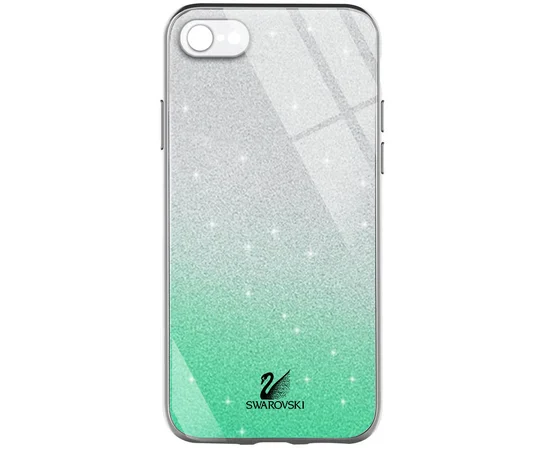 TPU+Glass чехол Swarovski Full Camera для Apple iPhone 7 / 8 / SE (2020) (4.7") Бирюзовый