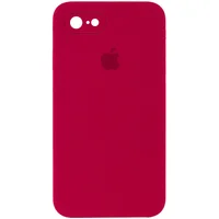 Чехол Silicone Case Square Full Camera Protective (AA) для Apple iPhone 7 / 8 / SE (2020) (4.7") Красный / Rose Red