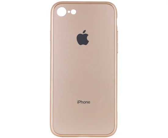 TPU+Glass чехол GLOSSY Logo Full camera для Apple iPhone 7 / 8 / SE (2020) (4.7") Золотой
