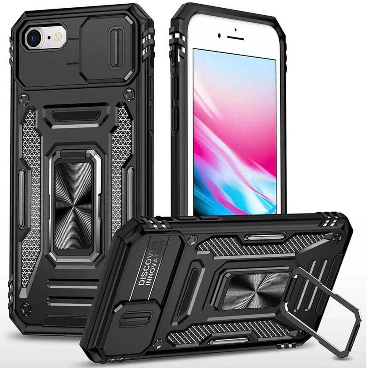 Удароміцний чохол Camshield Army Ring для Apple iPhone 7/8/SE (2020) (4.7") Чорний/Black