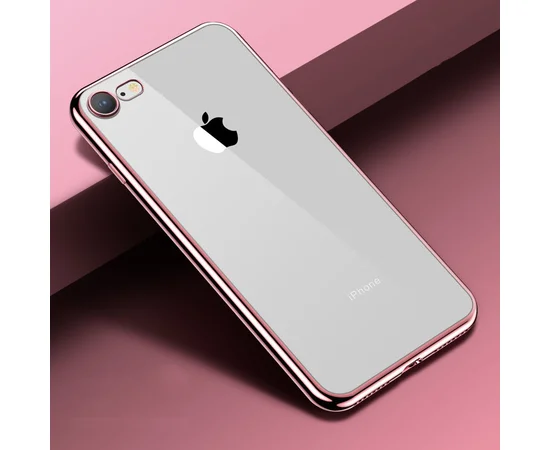 Прозрачный силиконовый чехол с глянцевой окантовкой Full Camera для Apple iPhone 7/8/SE(2020) (4.7") Rose Gold