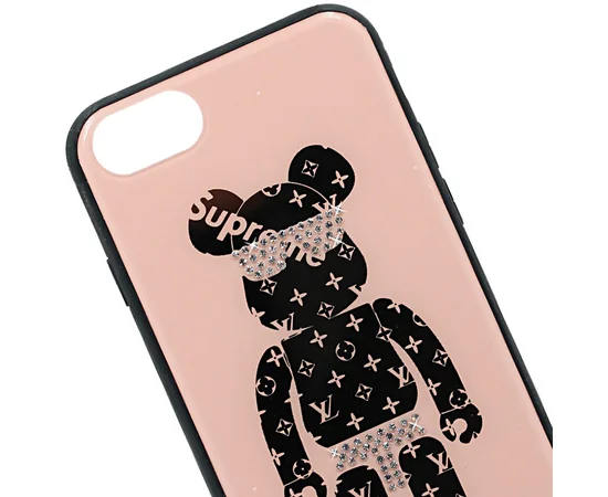 TPU+Glass чехол TYBOMB Bear для Apple iPhone 7 / 8 (4.7") Розовый