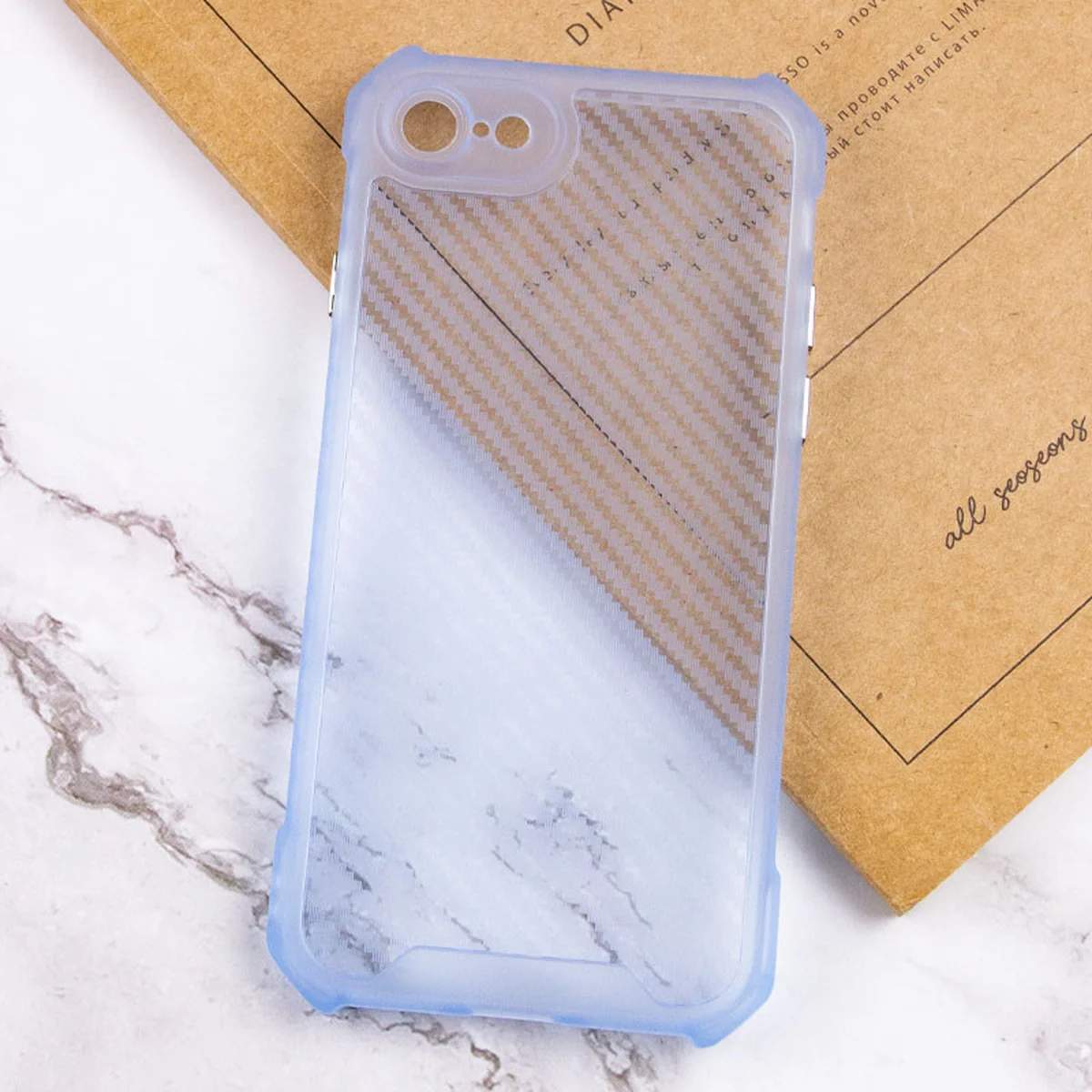 Чохол TPU Ease Carbon color series для Apple iPhone 7 / 8 / SE (2020) (4.7") Синій / Прозорий