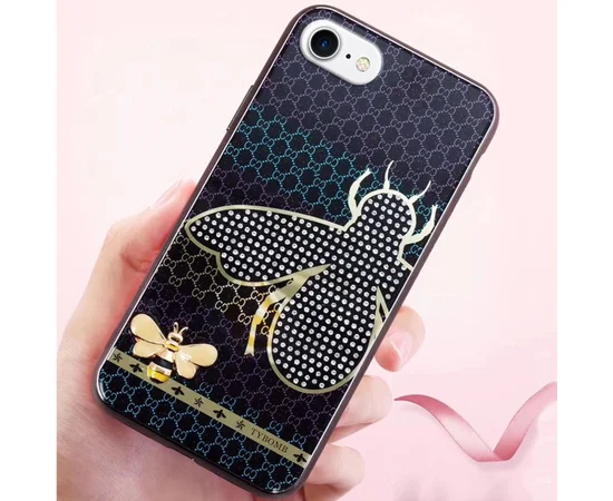 TPU+Glass чехол TYBOMB Dimond Brand для Apple iPhone 7 / 8 (4.7") Черный/Пчела Гуччи
