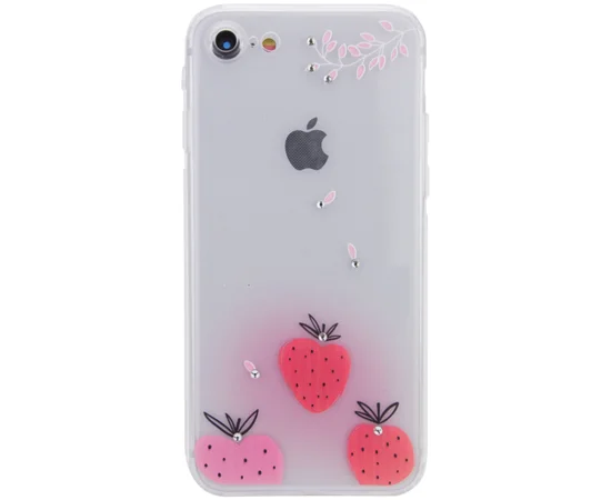 TPU чехол Luxury Diamond full protective для Apple iPhone 7 / 8 (4.7") Красный / Клубника