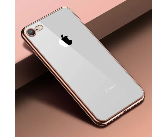 Прозрачный силиконовый чехол с глянцевой окантовкой Full Camera для Apple iPhone 7/8/SE(2020) (4.7") Золотой