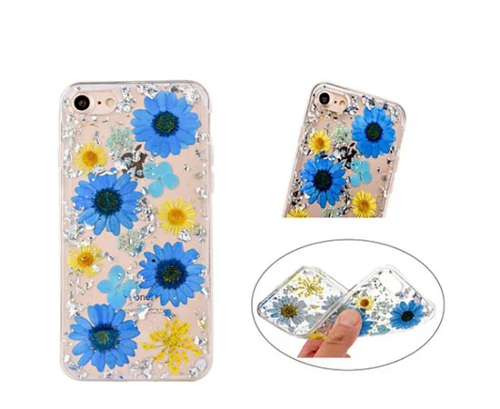 TPU чехол "Flowers and tinsel " для Apple iPhone 7 / 8 (4.7") Маргаритки синие