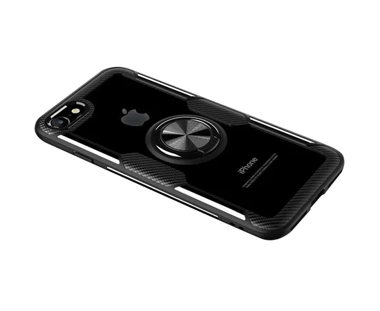 TPU+PC чехол Deen CrystalRing for Magnet (opp) для Apple iPhone 7 / 8 / SE (2020) Бесцветный / Черный