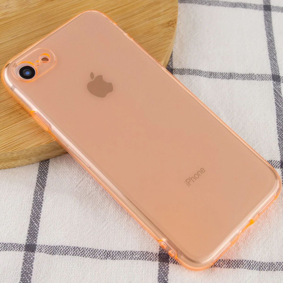 Матовый полупрозрачный TPU чехол с защитой камеры для Apple iPhone 7 / 8 / SE (2020) (4.7") Оранжевый / Orange