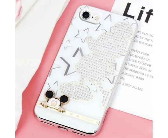 TPU+Glass чехол TYBOMB Dimond Brand для Apple iPhone 7 / 8 (4.7") Белый/Микки Маус