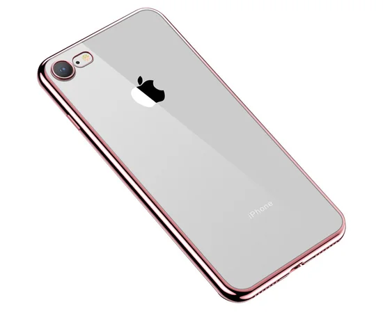 Прозрачный силиконовый чехол с глянцевой окантовкой Full Camera для Apple iPhone 7/8/SE(2020) (4.7") Rose Gold