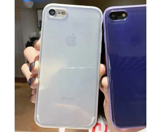 Прозрачный силиконовый чехол с матовой окантовкой для Apple iPhone 7 / 8 (4.7") Прозрачный