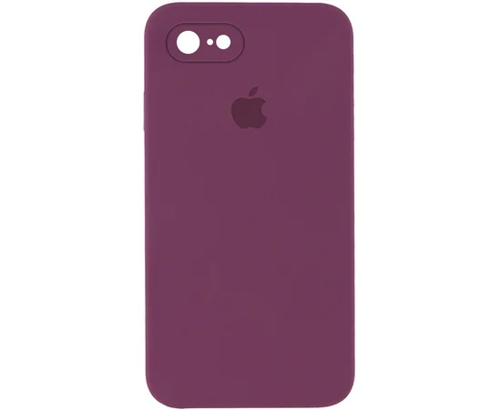 Чехол Silicone Case Square Full Camera Protective (AA) для Apple iPhone 7 / 8 / SE (2020) (4.7") Бордовый / Maroon