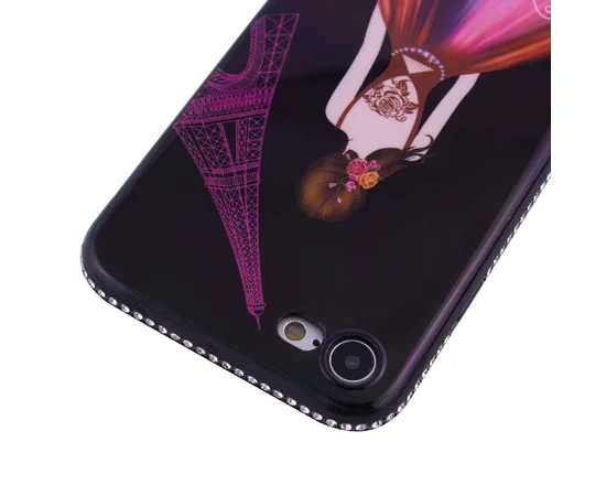TPU чехол Magic Girl со стразами для Apple iPhone 7 / 8 (4.7") Черный / Париж