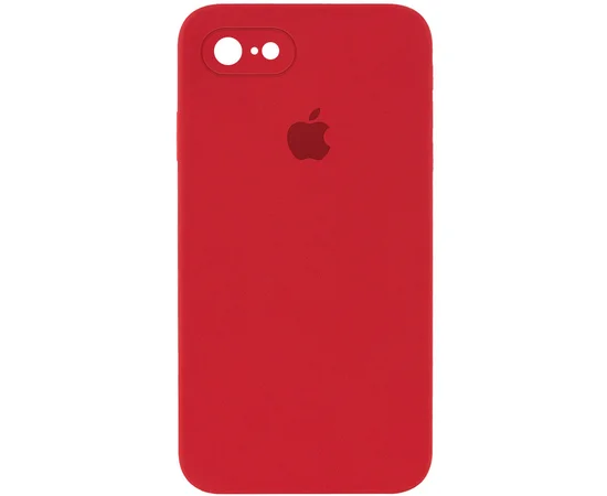 Чехол Silicone Case Square Full Camera Protective (AA) для Apple iPhone 7 / 8 / SE (2020) (4.7") Красный / Camellia